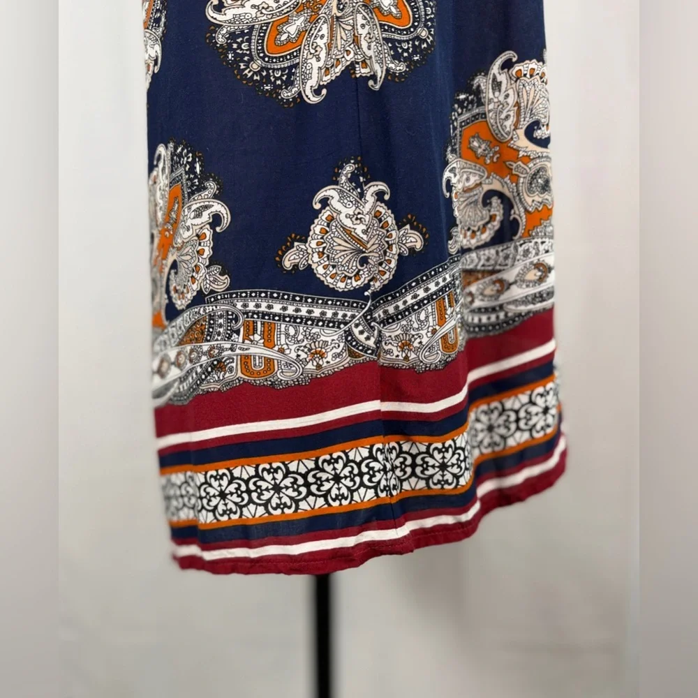 Cynthia Rowley Paisley Navy/Red Backside Button Down Sleeveless Blouse - Size M